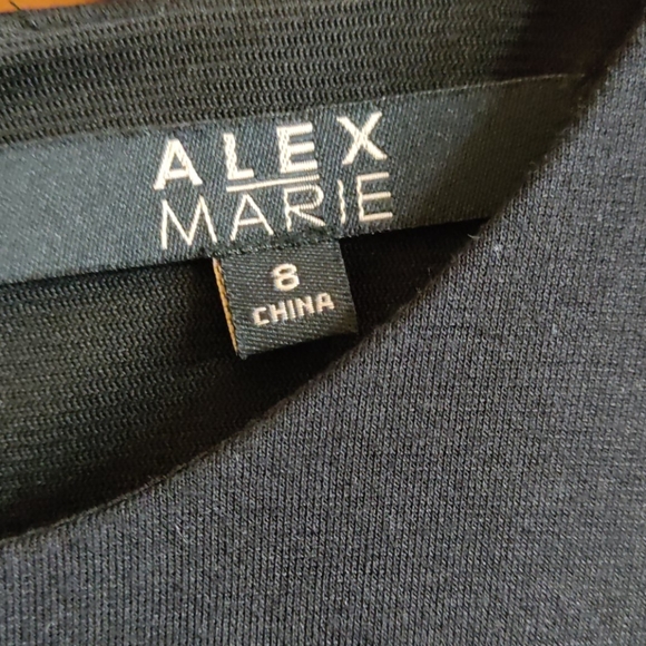 Alex Marie Dress Size 8 Black Ruched Sleeves - Picture 7 of 7